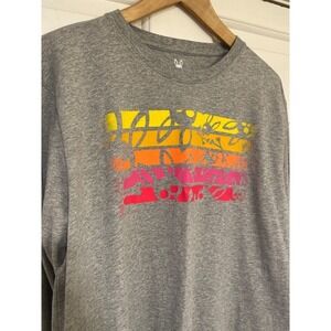 Mens XL Psycho Bunny‎ Long Sleeve Grey Graphic Tee Pima Cotton Crew Neck